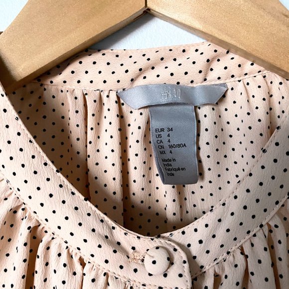 NWOT H&M Size 4 Pastel Pink Button Dotted Blouse - Picture 8 of 11